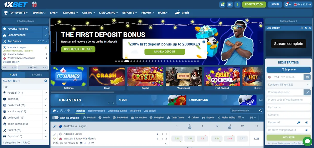 1xbet Casino and Sportsbook Screenshot